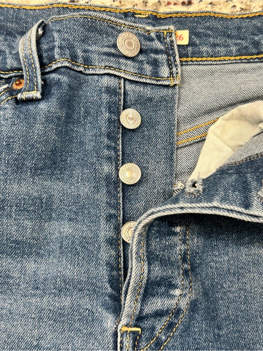 Levi’s Ribcage Boot Cut Button Fly Jeans 26/33 Women’s Denim Casual Retro - Picture 13 of 13